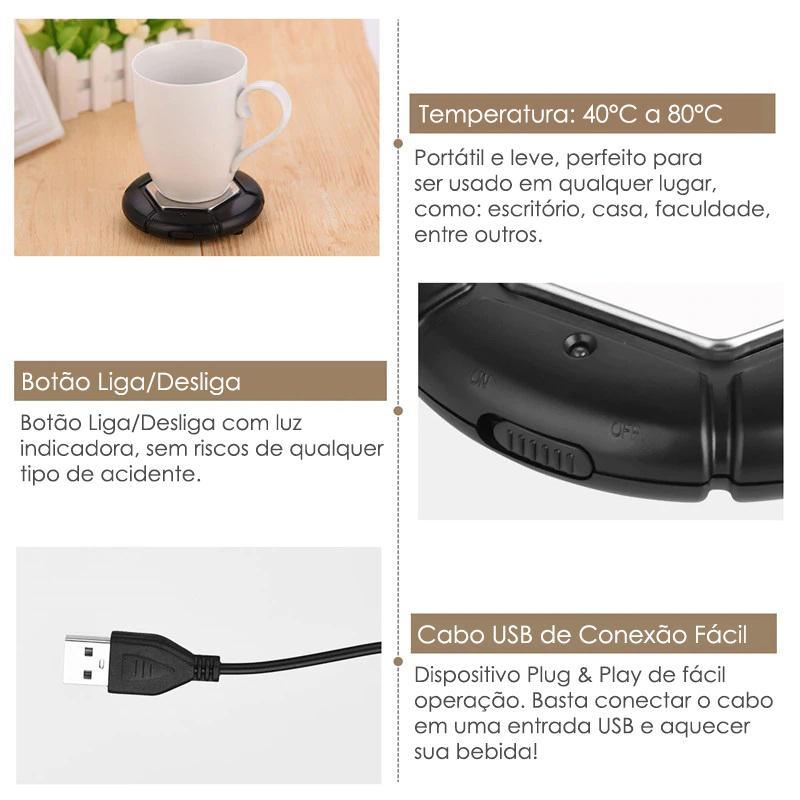 Aquecedor de Café Pro Max  Bebidas Quentes  USB, Portátil